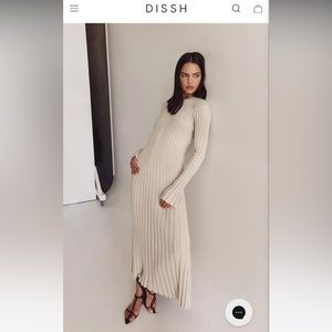 DISSH ADA STONE LONG SLEEVE MIDI DRESS XS NEW